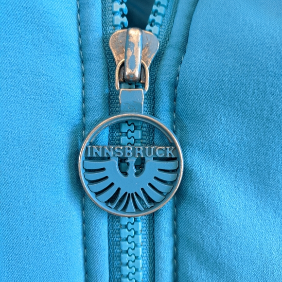 Vintage Innsbruck Ski Snow Suit Bright Blue Size Small 2 Piece Jacket Overalls - Picture 8 of 16